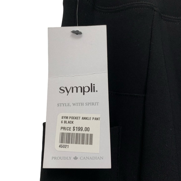 Sympli Pocket Ankle Pant Womens 6 Black Wide Leg Stretchy Travel New - Picture 4 of 8